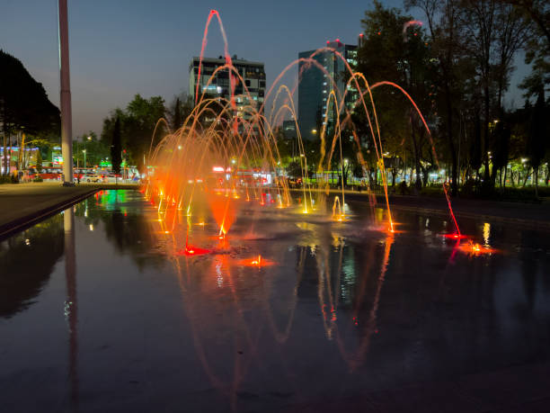 istock Illuminated fountain at park in Mexico City 1452369176