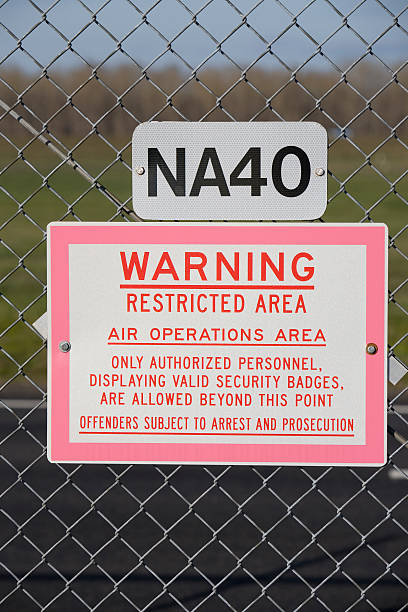 Restricted area sign stock photo