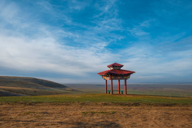 Buddhist gazebo in the endless steppe