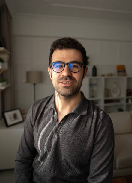 Portrait of young man talk on video call