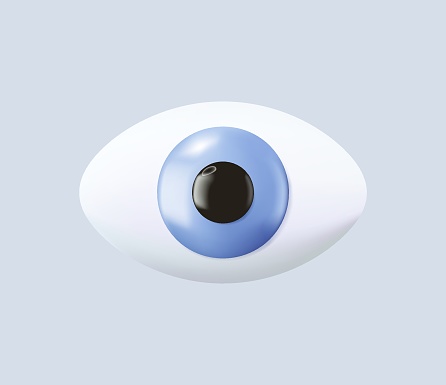 Eye 3D icon. View, vision symbol interface icon. Identification, health, research, optics concept. 3d render vector illustration icon. Cartoon minimal style modern design idea