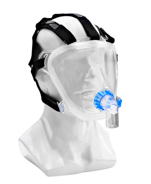 istock Medical oxygen mask on human mockup isolated on white background 1452374370