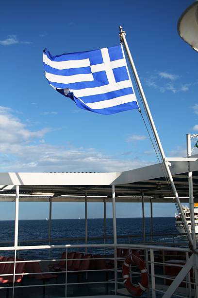 istock Greek flag on the Ferry 145237528