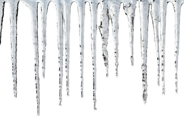 istock Large icicles frozen in cold winter weather 1452376189