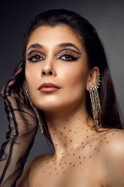 istock beauty bright eye makeup with arrows with rhinestones 1452378629