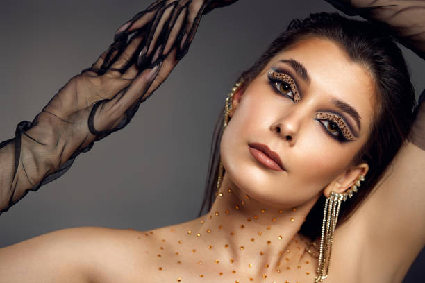 istock beauty bright eye makeup with arrows with rhinestones 1452378631