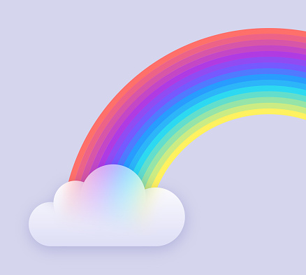 Rainbow cloud spectrum arch transparent cloud design.