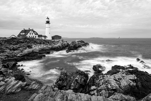 The Milky Way over Pigeon Point Lighthouse near Pescadero, California.