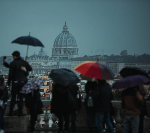 istock Rain in Rome with tourist 1452384236