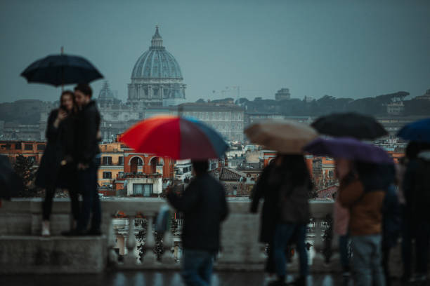 istock Rain in Rome with tourist 1452384257