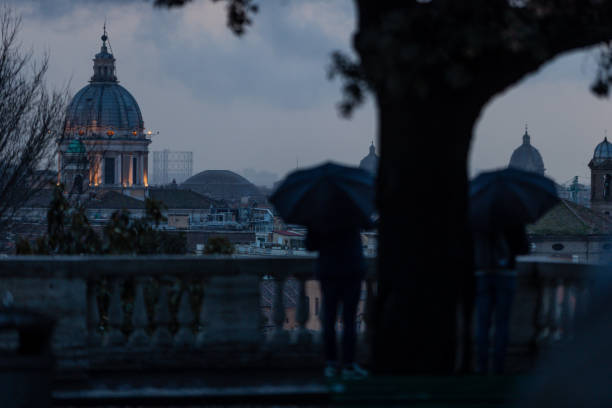 istock Rain in Rome with tourist 1452384293