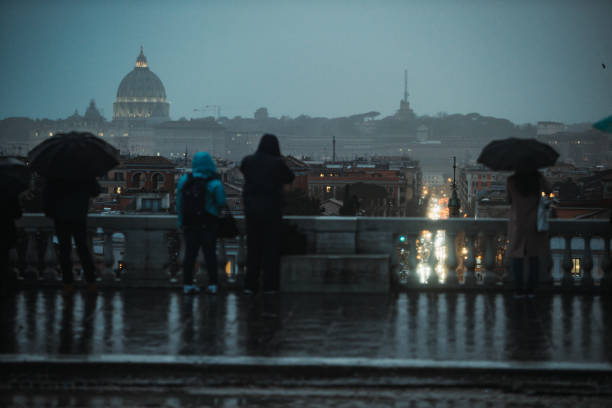 istock Rain in Rome with tourist 1452384317
