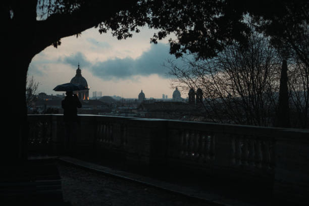 istock Rain in Rome with tourist 1452384320