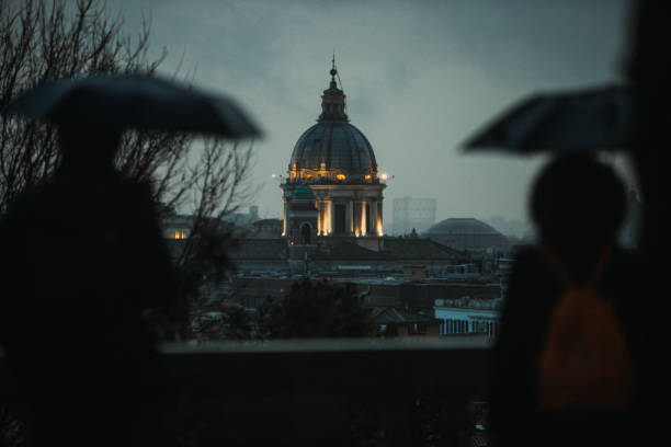 istock Rain in Rome with tourist 1452384348