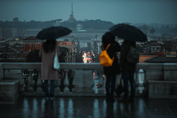 istock Rain in Rome with tourist 1452384403