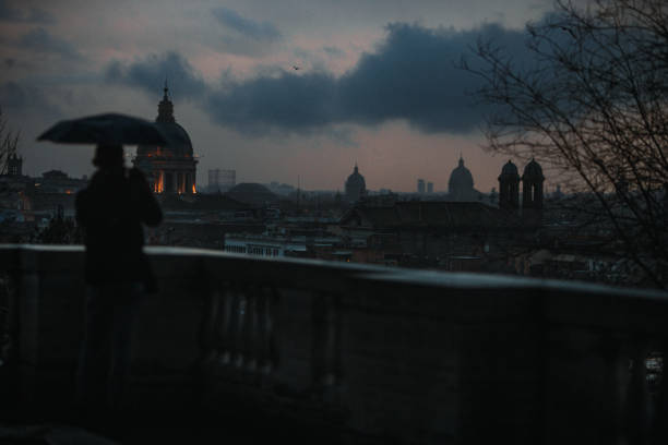 istock Rain in Rome with tourist 1452384420