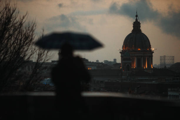 istock Rain in Rome with tourist 1452384442