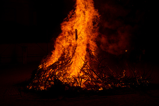 Pile of wood on fire for Christmas night