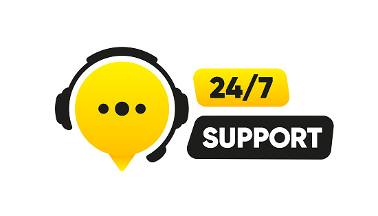 Tech Support Hotline Headphones with microphone and chat speech bubble. Support service for user consultation. Customer Support. Call center 24-7. Vector illustration
