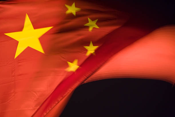 flag of China on silk fabric