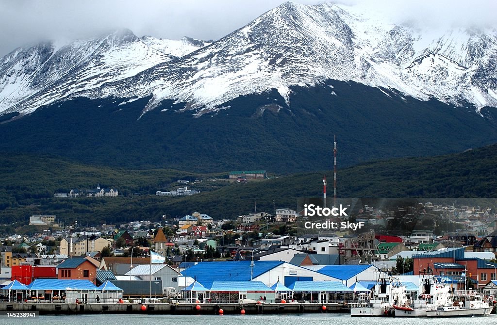 Ushuaia, Argentina Ushuaia capital of the province Tierra del Fuego in Argentina, view of city from the harbor Argentina Stock Photo