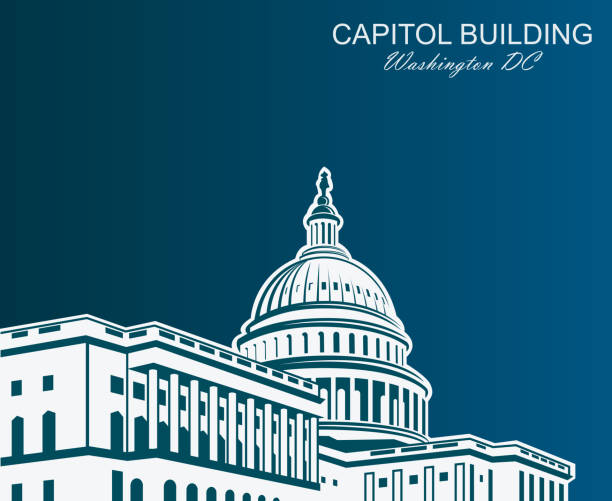 capitol building icon United States Capitol building icon in Washington DC capital cities stock illustrations