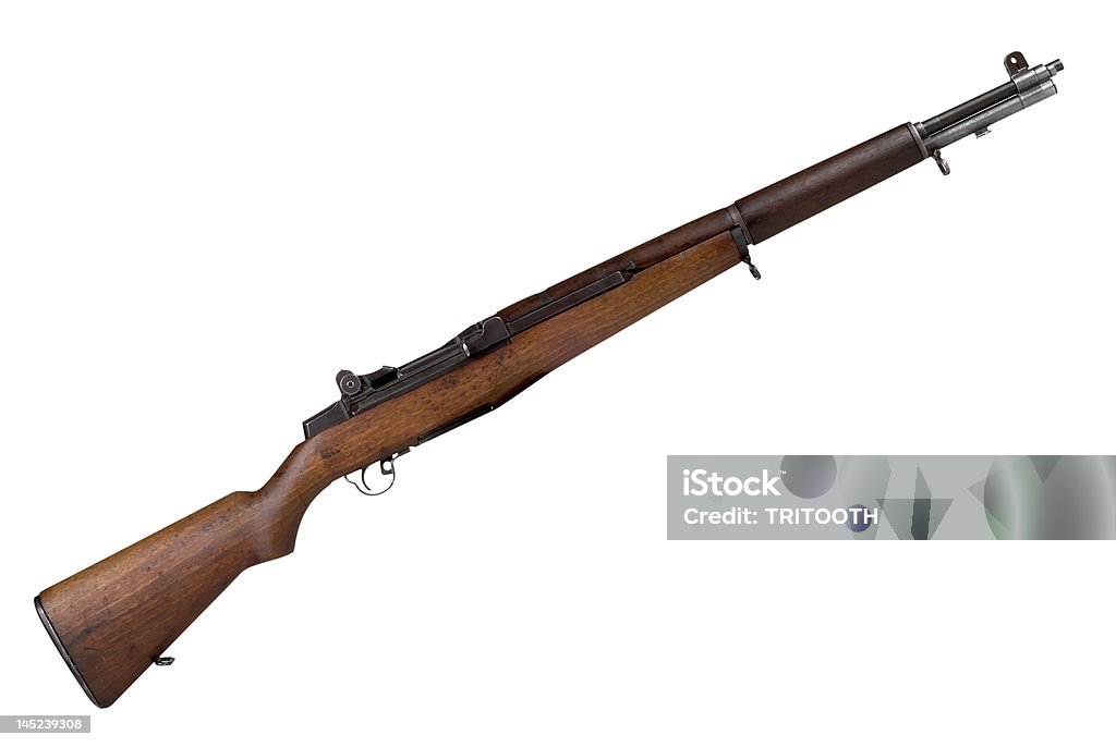 Military Rifle Military Rifle isolated over a white background M1 Garand Stock Photo