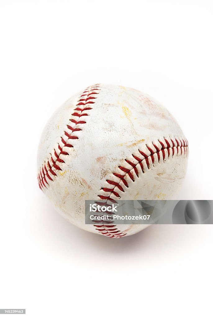 Baseball season Close up of a well used baseball isolated over white Baseball - Ball Stock Photo