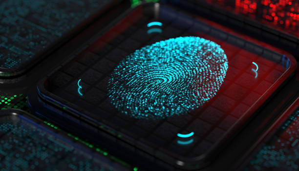 Person identity concept with fingerprint stock photo