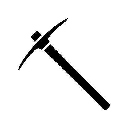 Pickaxe tool icon. Black silhouette. Front side view. Vector simple flat graphic illustration. Isolated object on a white background. Isolate.