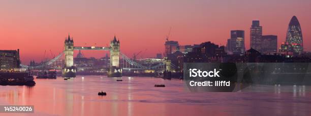 Tower Bridge And City Of London With Deep Red Sunset Stock Photo - Download Image Now