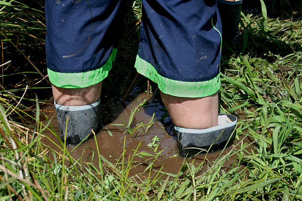 Mud and boots. stock photo