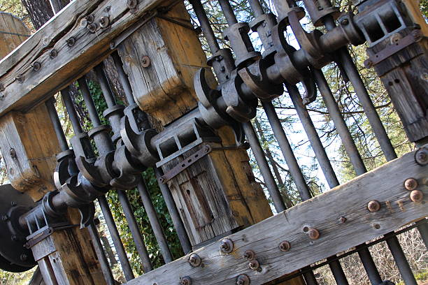 A view of an ore smasher used to smash hard rock ore at the Empire Mine in Grass Valley, California.  The Empire Mine was the richest hard rock gold mine in California.  The Empire Mine is located off of Highway 49 in California's Gold Country.  The Empire Mine State Historical Park is open year round.