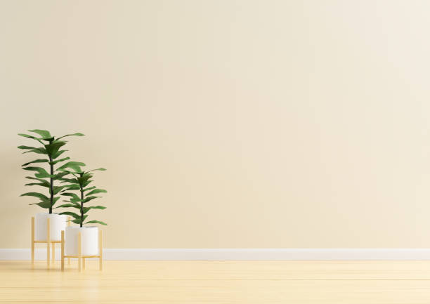 istock The living room has space. For activities, there are trees and sofa. 3d illustration 1452408703