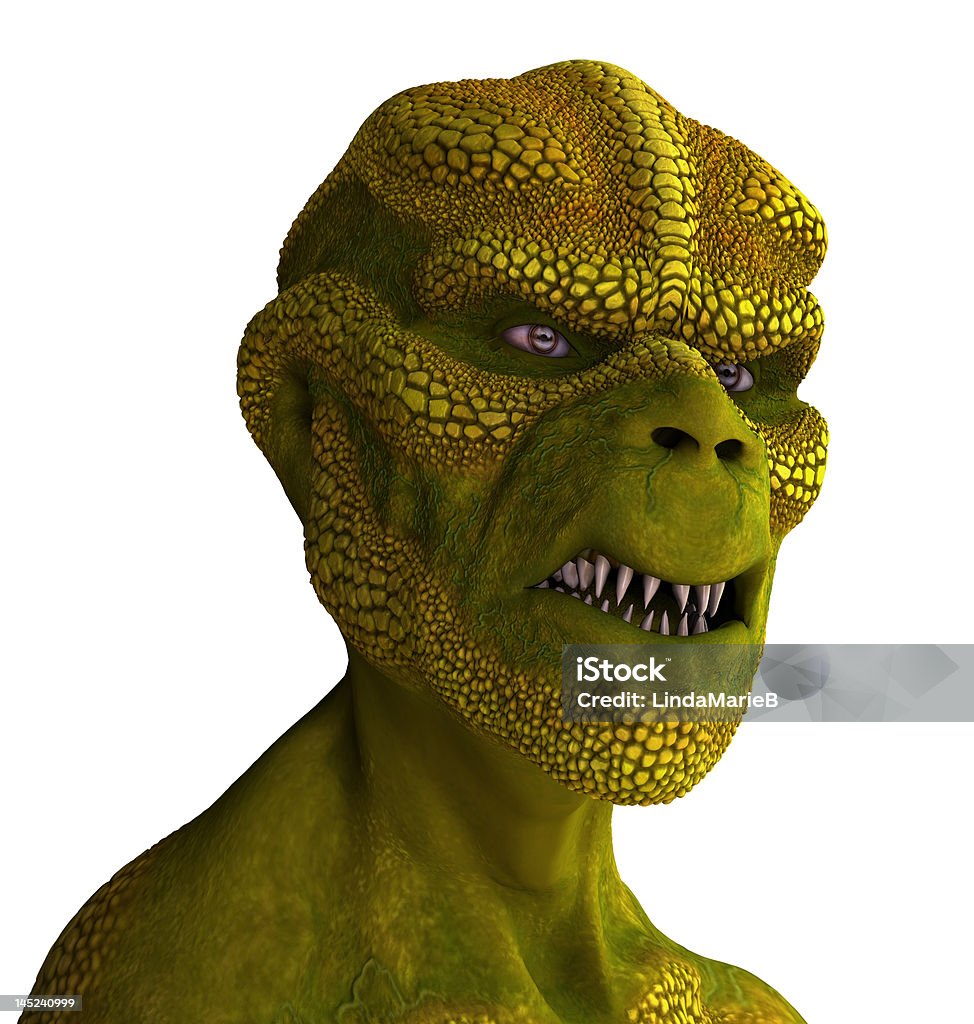 Reptilian Alien Portrait 3D rendered portrait of a reptilian alien. Alien Stock Photo