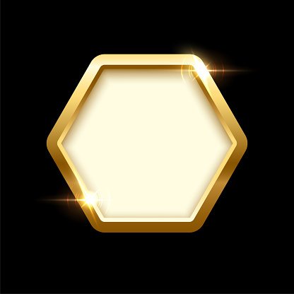 hexagon buttons vector art stock images |... 3d Plate Button Of Hexagon Shape With Golden Frame Vector Illustration ...