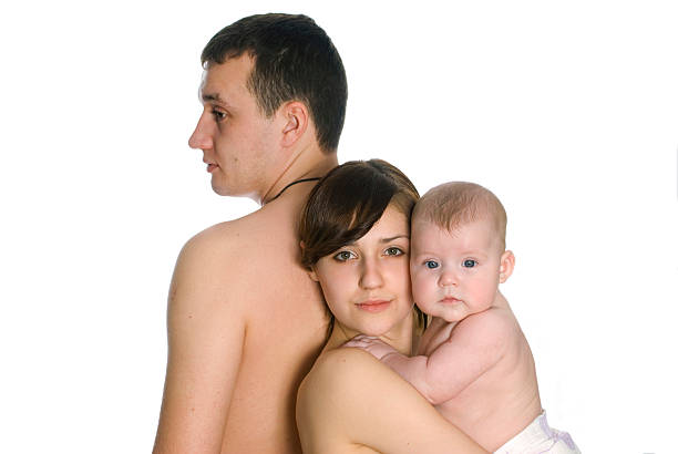 der familie - two parent family naked men couple stock-fotos und bilder