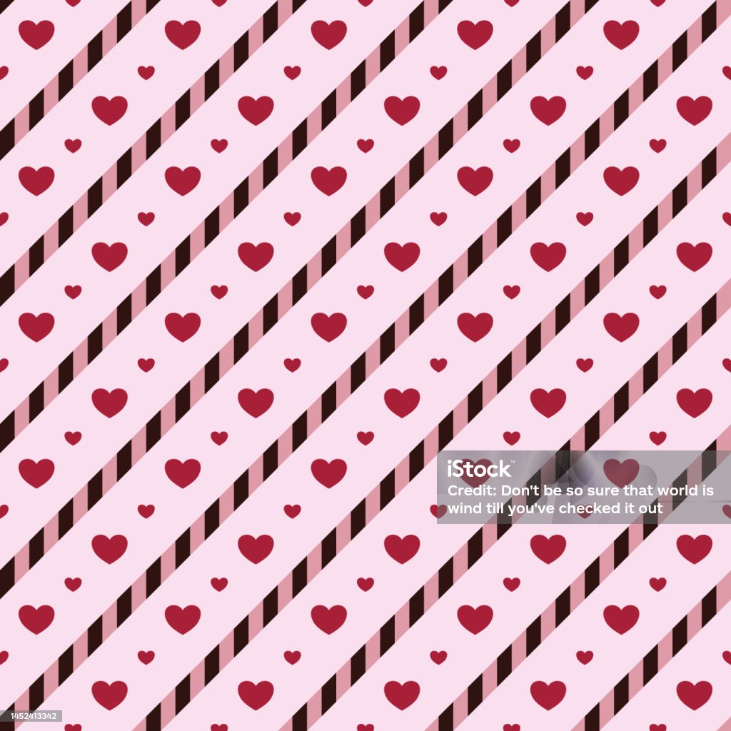 Pink Heart Pattern Line Pink Heart And Striped Line On Pink Background Vector Seamless Pattern ...