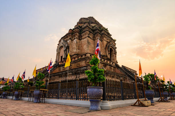 Ancient Pagoda of Wat Chedi Luang at Evening