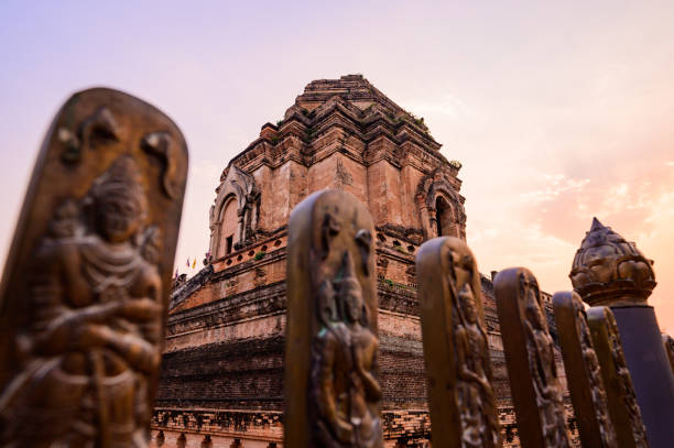 Ancient Pagoda of Wat Chedi Luang at Evening