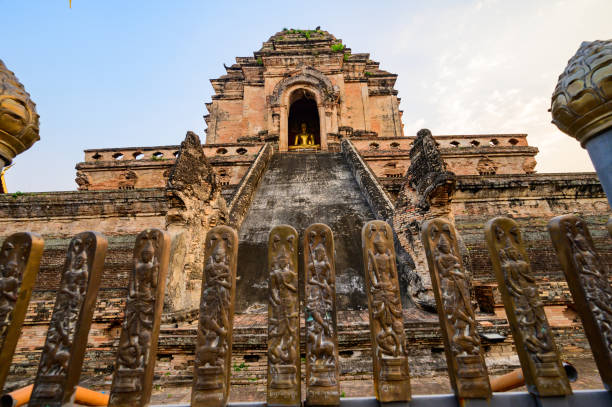 Ancient Pagoda of Wat Chedi Luang at Evening