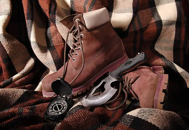 boots, compass, knife, hunter, hunting