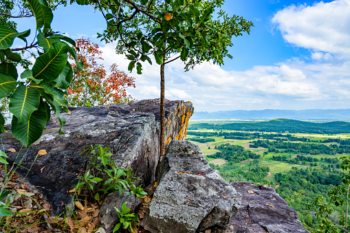 Pha Hua Reua Cliff with Mountain View in Phayao Province, Thailand.