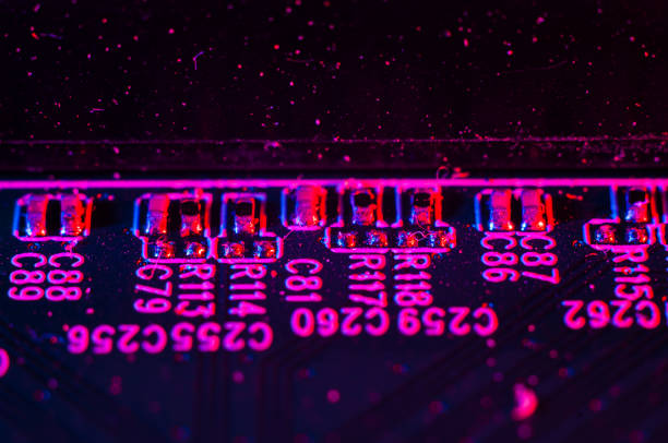 istock Electronic circuit board close up in macro photography 1452424167