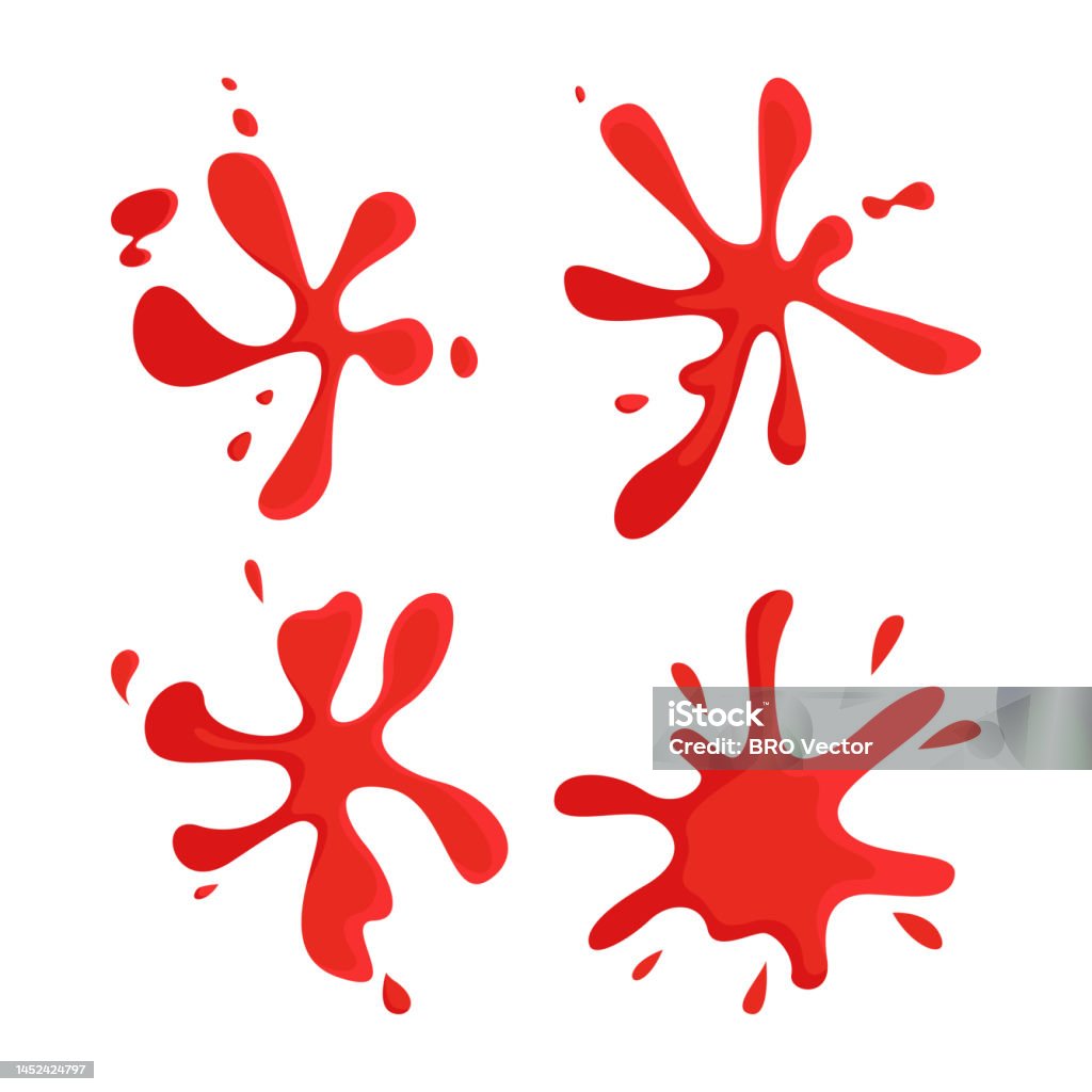 Splashes Red Cartoon Splashes Of Red Liquid Vector Illustrations Set Stock Illustration ...