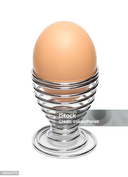 Single Egg In Cup Isolated Stock Photo - Download Image Now - Animal Egg, Boiled, Boiled Egg
