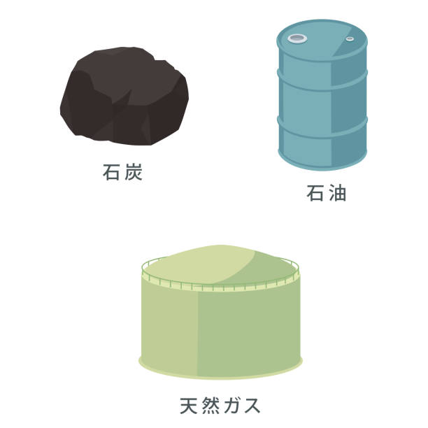 ilustrações de stock, clip art, desenhos animados e ícones de vector illustration of coal and oil and  natural gas. - oil drum barrel fuel storage tank container