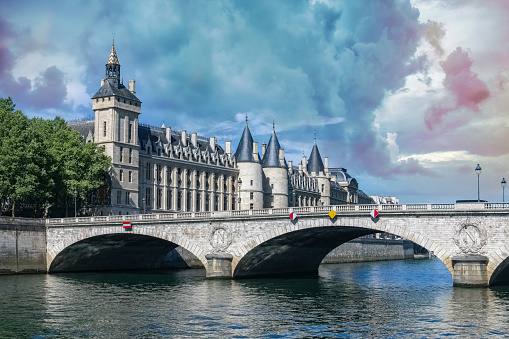 Paris, the pont au Change, and the Conciergerie on the ile de la Cité, on the Seine