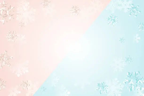 Vector illustration of Vector illustration of sparkling pink and light blue snowflakes, background for banner and poster