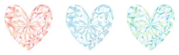 сверкающее драгоценное сердце, похожее на векторную иллюстрацию - wedding reception valentines day gift heart shape stock illustrations